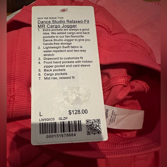 Lululemon 🌟NWT🌟 Dance Studio Relaxed Fit Mid Rise Cargo Jogger szL Glaze Pink - Picture 6 of 9